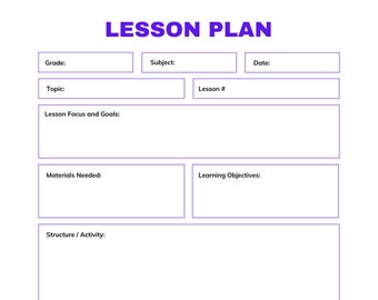Lesson Plan Template For Educators (Digital, Printable)