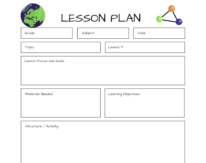 lesson plan template digital printable etsy sweden
