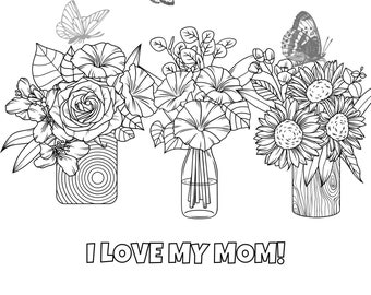 Dibujo para colorear MAMÁ (Digital, Imprimible)