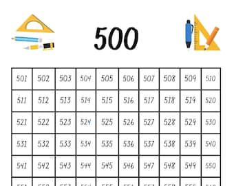 500 chart  ( Digital, Printable)