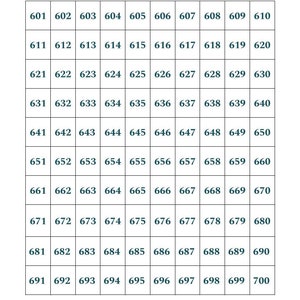 Numbers 601-1000 (4 Charts )