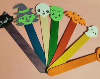 Halloween popsicle stick puppets. Set includes 7 puppets.