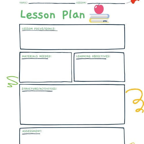 Lesson Plan Template for Educators Digital Printable - Etsy UK