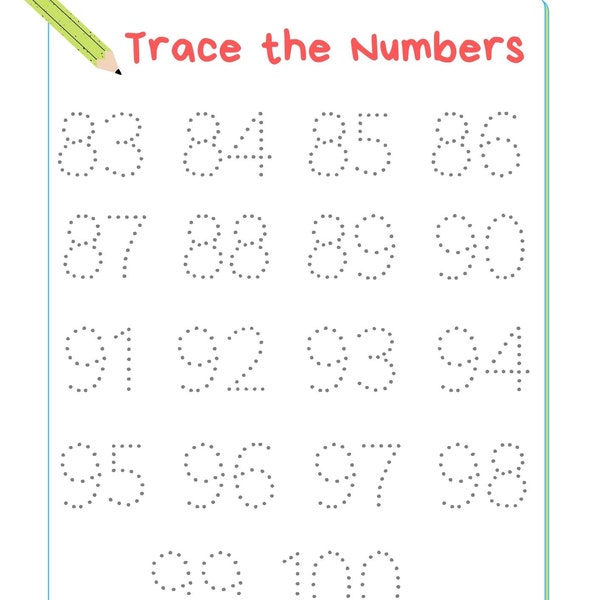 Tracing Numbers 1-100