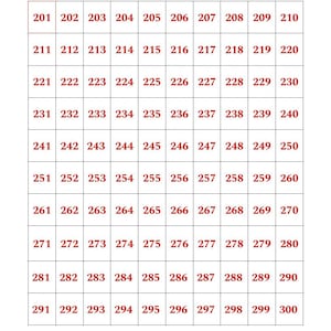 201-300 Chart/Poster, Digital, Printable