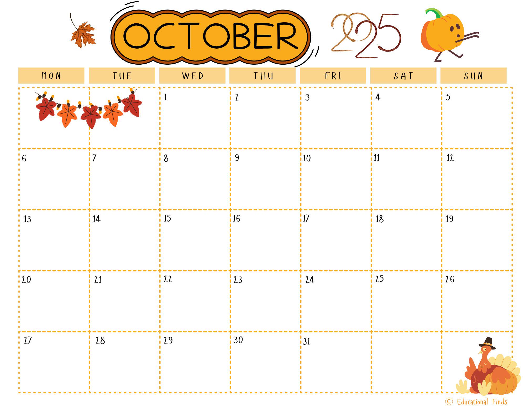 October 2025 Calendar ( Digital, Printable) - Etsy Hong Kong