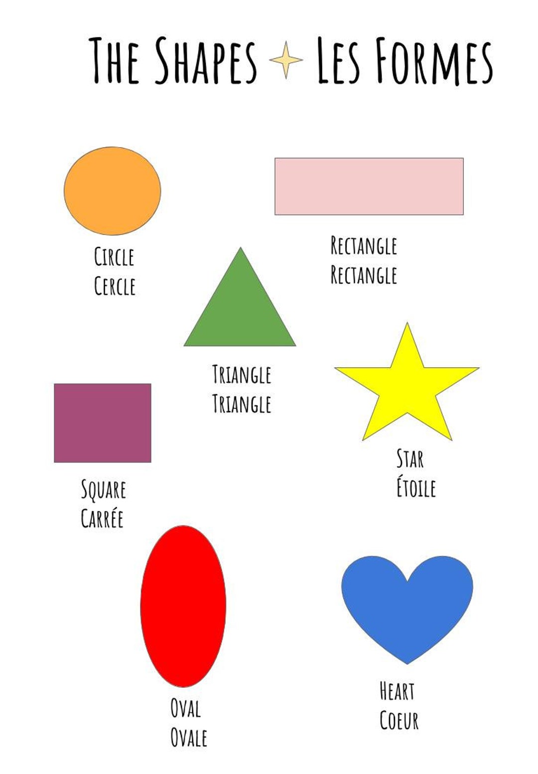 Shapes in French and English Printable/digital Etsy