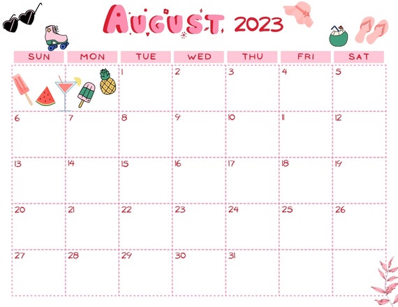 August 2023 Calendar digital, Printable - Etsy
