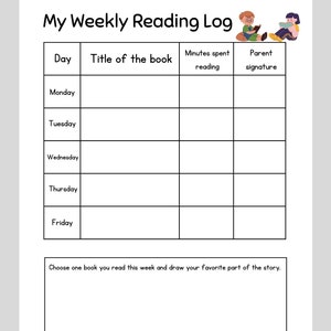 Weekly Reading Log (Digital, Printable)
