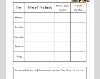 Registro de lectura semanal (digital, imprimible)