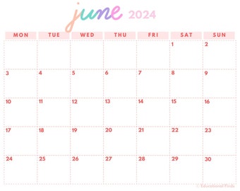 January to June 2024 Calendars in pink ( Digital, Printable )