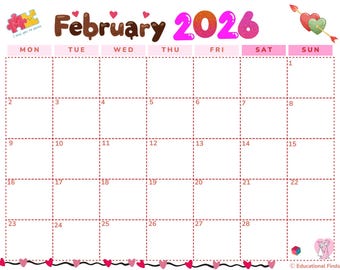 Kalender februari 2026 (digitaal, afdrukbaar)