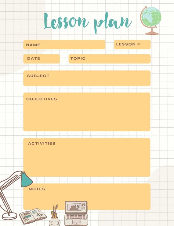 Lesson Plan Digital Printable Etsy