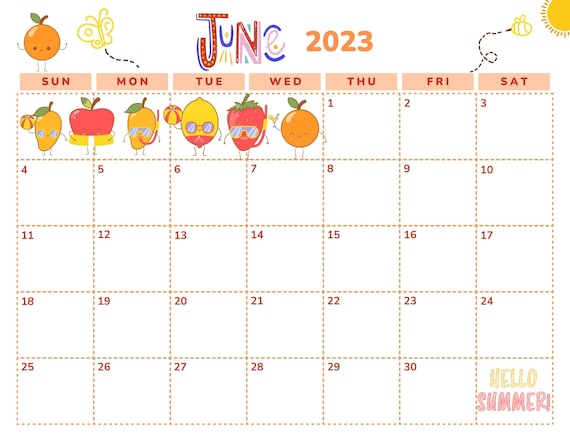 June 2023 Calendar Digital Printable - Etsy Singapore