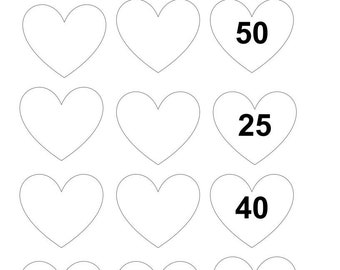 Könnte beinhalten: Ein Arbeitsblatt mit einer Reihe von Herzen, die jeweils eine Zahl enthalten. Die Zahlen sind 50, 25, 40 und 75. Das Arbeitsblatt fordert den Benutzer auf, die fehlenden Zahlen auszufüllen.
