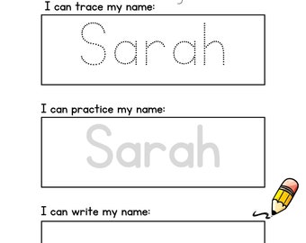 Puedo escribir mi nombre, Sara, Práctica de rastreo (Digital, Imprimible)