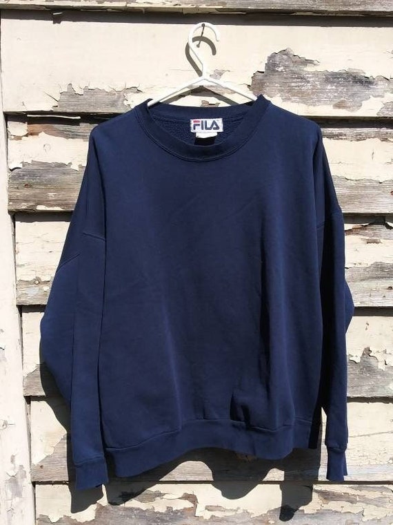 Vintage 90s Blue Fila Pullover Sweatshirt Adult S… - image 1