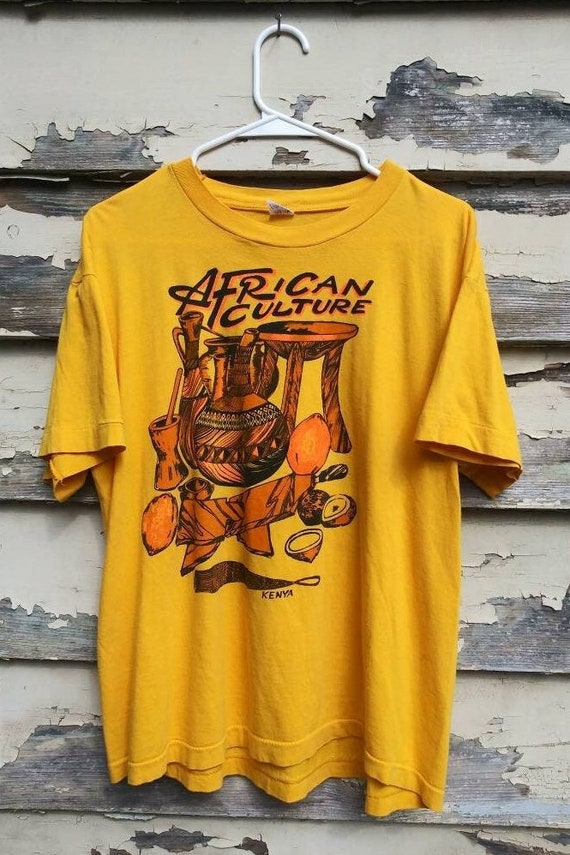 Vintage 1980s Yellow Kenya African Culture Traditi