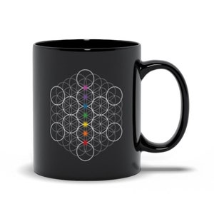 Sacred Geometry Flower of Life Chakra Black Coffee Mugs
