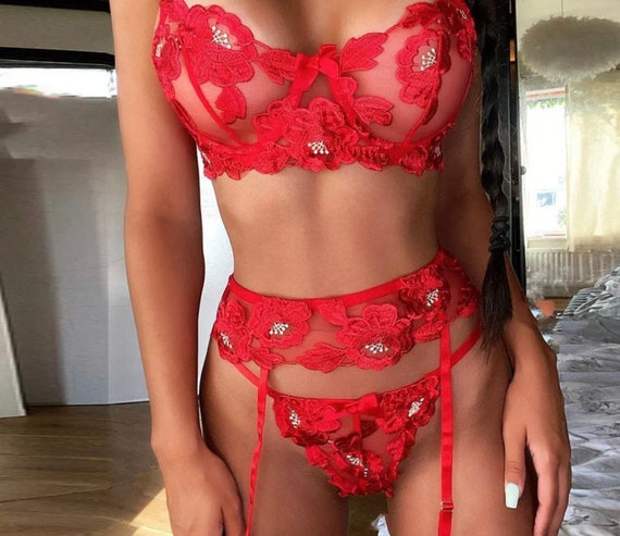 juice Document Motivate Fall Red Lingerie Sexy Lingerie Set See Through Lingerie - Etsy