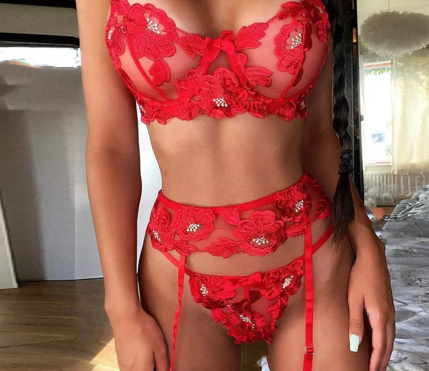 Fall Red Sexy Set Through Lingerie - Etsy