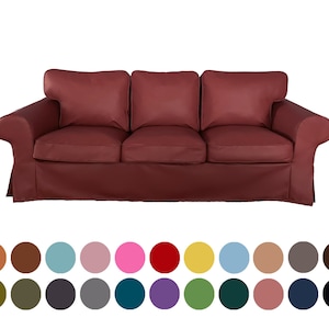 Ektorp 3 seat sofa cover in highly quality faux leather fabrics,Maroon faux leather cover,Custom made cover fits Ektorp 3 seat cover