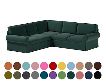 Ektorp 2+2 corner sofa cover, Dark green color cover, multi colors for personalization,Custom sofa cover fits Ektorp 2+2 corner sofa