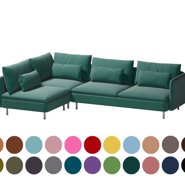 Soderhamn 5 seat sectional sofa cover, custom made dark green color sofa cover fits soderhamn sectional sofa, hundreds of fabric options