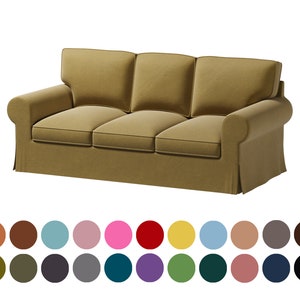 Ektorp 3 seat sofa cover,orange yellow velvet cover,400+ fabric options,ektorp cover,Custom Made Cover, Multi colors