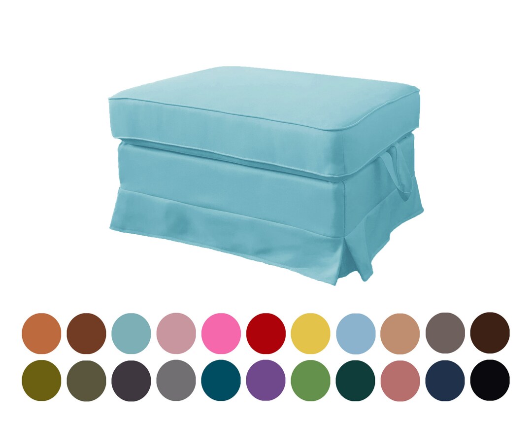 Uppland Ottoman Cover, Water Blue Uppland Ottoman Cover, Custom Made