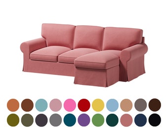 Custom cover fits Ektorp 2 seat sofa with chaise lounge,400+ fabric options, Multi color, free custom piping