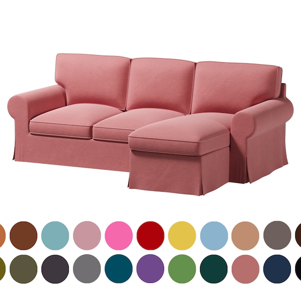 Custom cover fits Ektorp 2 seat sofa with chaise lounge,400+ fabric options, Multi color, free custom piping