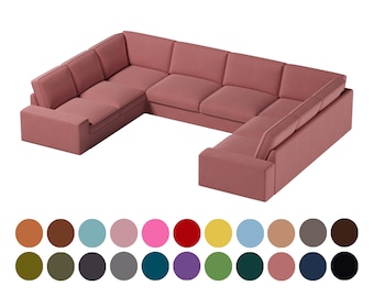 Kivik 2+3+2 corner sectional sofa cover,Bean paste color,custom made Kivik U shape sectional sofa cover,400+ fabric options