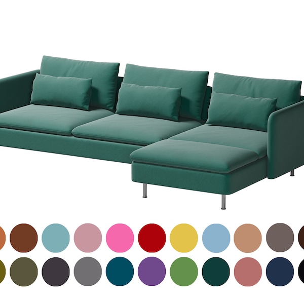 Sofa covers fit Soderhamn 3 seat with chaise lounge with 2 armrests,Custom made dark green color covers,hundreds of fabric options