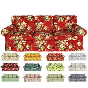 Red Floral covers fit Ektorp 3 seat sofa,Ektorp 3 seat sofa cover,custom made floral covers only fit Ektorp 3 seat sofa,Ektorp sofa covers