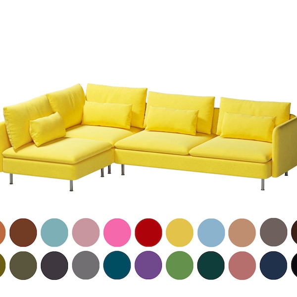 Soderhamn 5 seat corner sofa cover, custom made bright yellow color sofa cover fits soderhamn sectional sofa, hundreds of fabric options