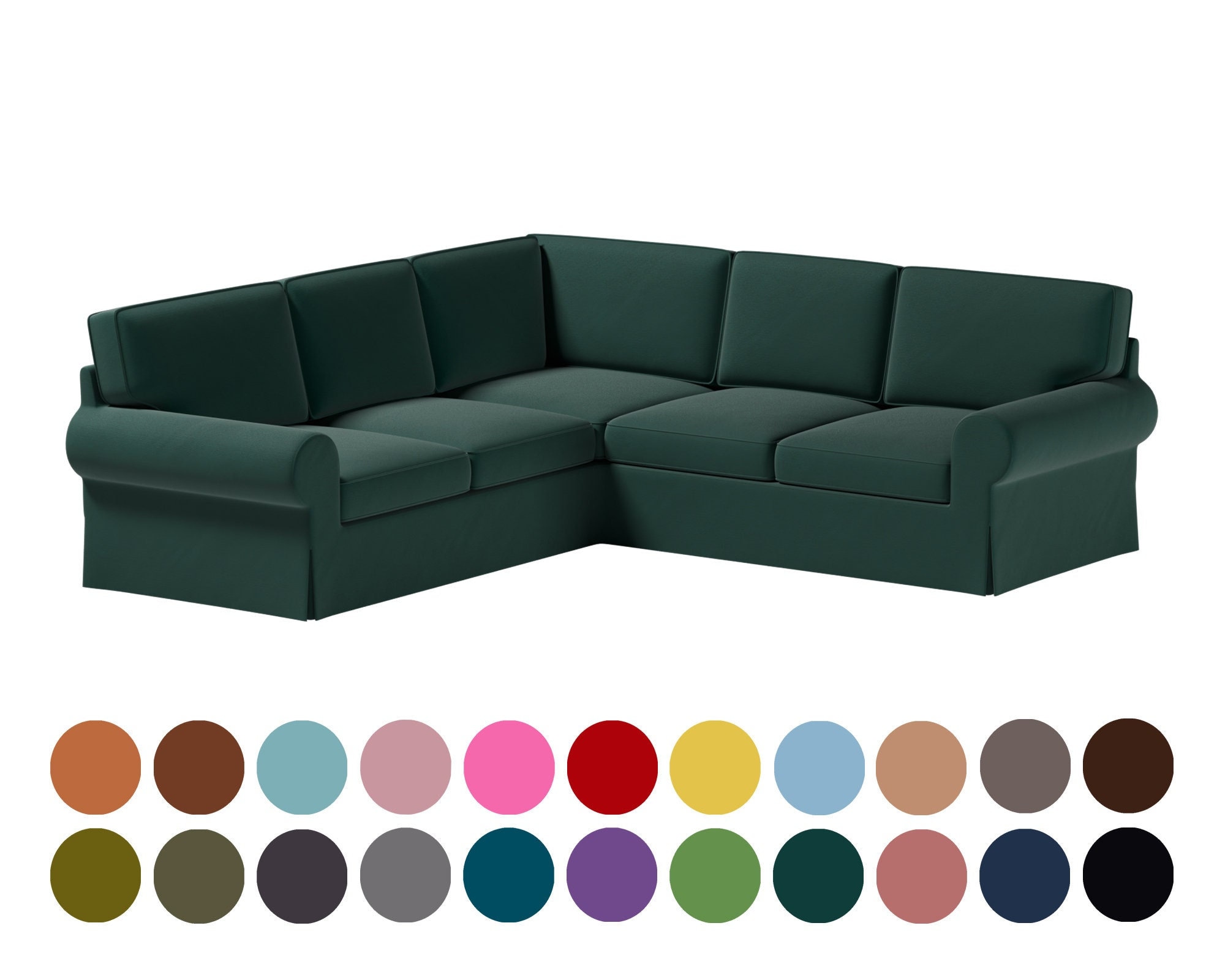 Ektorp 2+2 corner sofa cover, Dark green color cover, multi colors for personalization,Custom sofa cover fits Ektorp 2+2 corner sofa