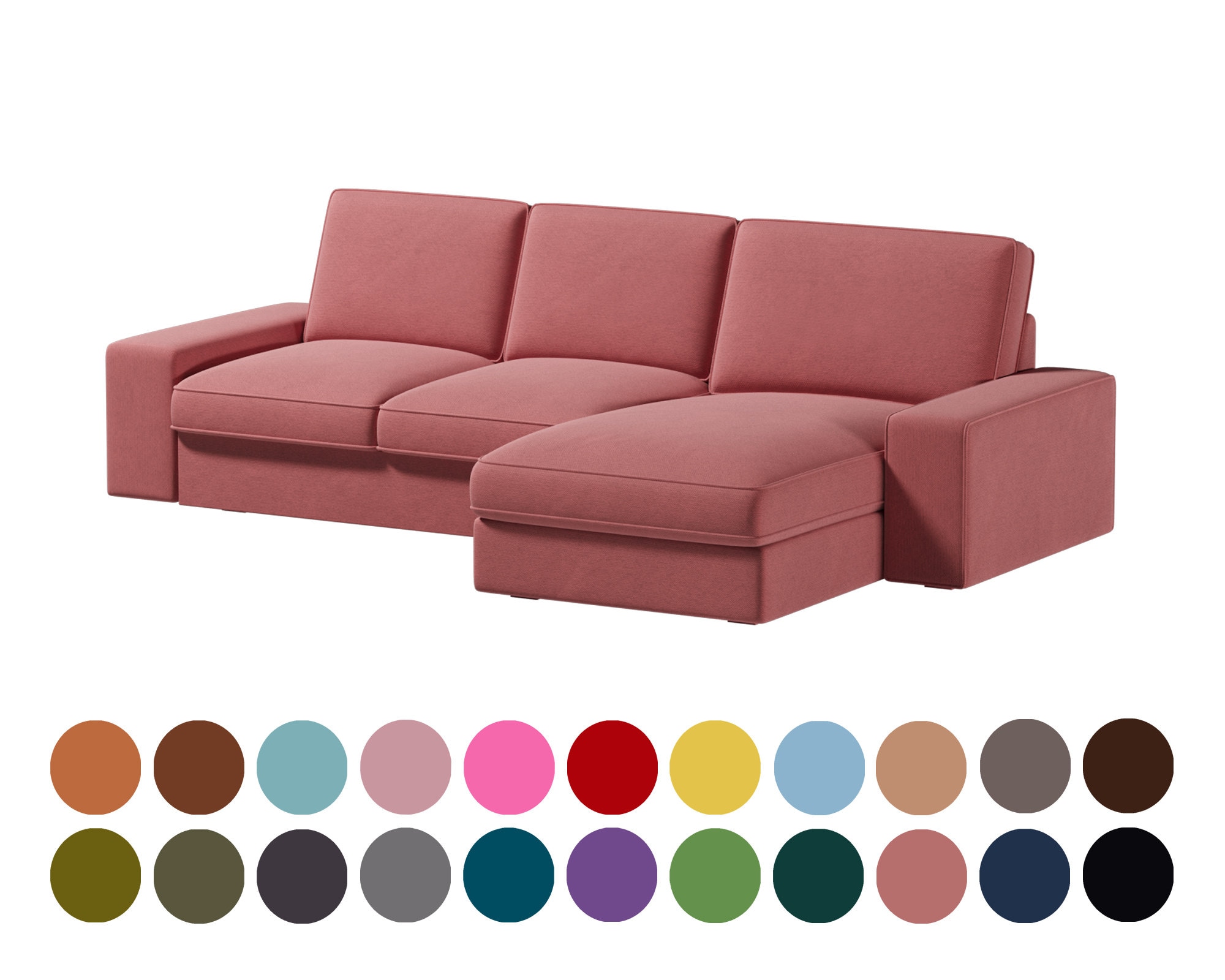 Custom Cover Fits Kivik 2 Seat Sofa With Chaise Loungetotal - Etsy