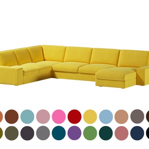 Custom cover fits Kivik 3+2 corner sofa with chaise lounge,Yellow color,custom cover, 400+ fabric options for custom made
