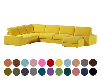 Custom cover fits Kivik 3+2 corner sofa with chaise lounge,Yellow color,custom cover, 400+ fabric options for custom made