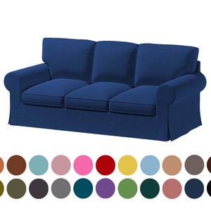 Custom blue covers fit Ektorp 3 seat sofa,handmade navy blue covers fit Ektorp 3 seat sofa,more than 400 fabric options for personalization