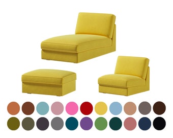 Funda Kivik chaise lounge, funda otomana Kivik, funda de sofá Kivik de 1 plaza, fundas de color amarillo brillante, cientos de telas para personalizar