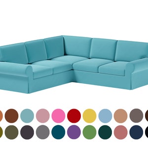 Ektorp 2+2 corner sofa cover, Water blue color cover, 400+ fabrics for personalization,Custom sofa cover fits Ektorp 2+2 corner sofa