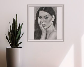 Illana Nenna, charcoal  // A4 // graphite // Wall art print // art pencil drawing // portrait commission // home decor // custom portrait