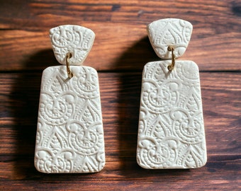 Lace Textured Clay Earrings