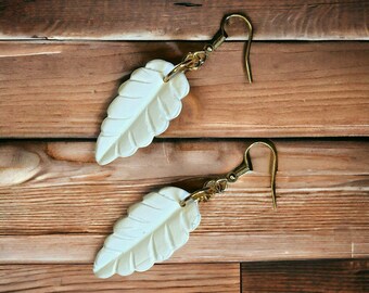 Long Leaf Dangle Clay Earrings