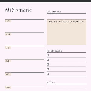 Spanish Weekly To Do List Printable, Instant Download, Weekly Planner, Printable Planner, Planificador, Agenda Semanal, Planificador Semanal