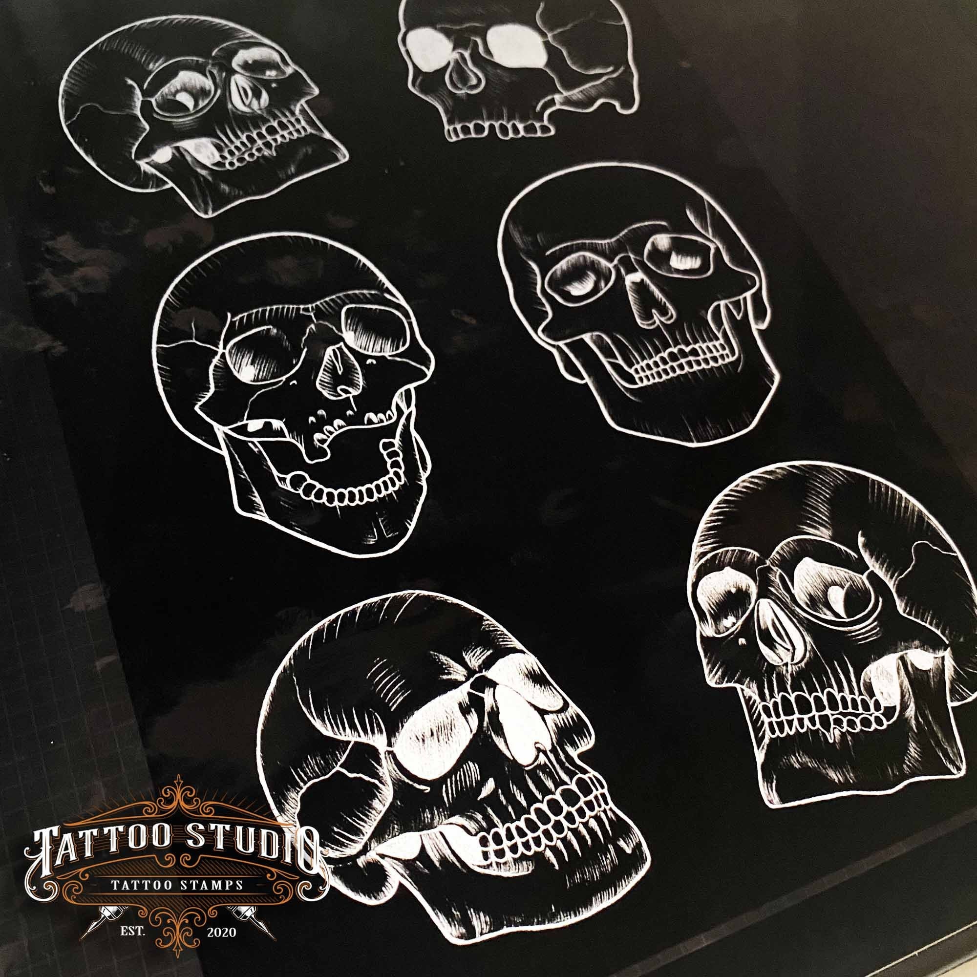 Procreate Skull Stencil Tattoo Procreate Stamps Etsy