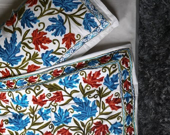 The Impulse Hand besticktes Baumwoll Leinen Personalisierbar Bettbezug Flat Sheet Kissenbezug Set-Handmade US UK EU AU Suzani King Full Twin Xl