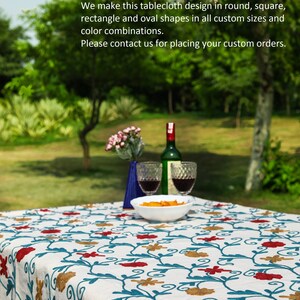 The Cherry Pie Handmade Hand Embroidered Custom Pure Cotton/Natural Linen Tablecloth 
